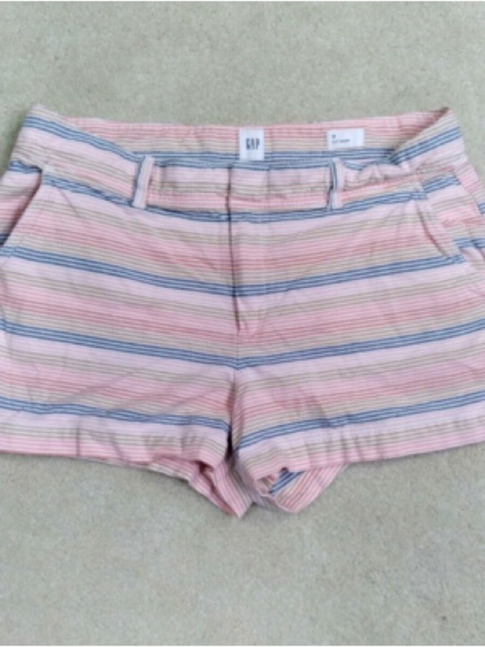 GAP Pink and Blue Striped Women's Jean Shorts